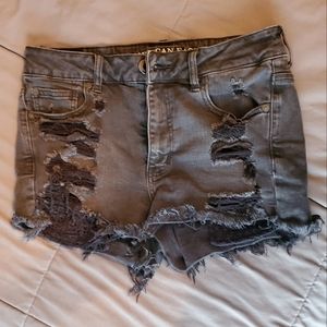 Faded black hi-rise shorts